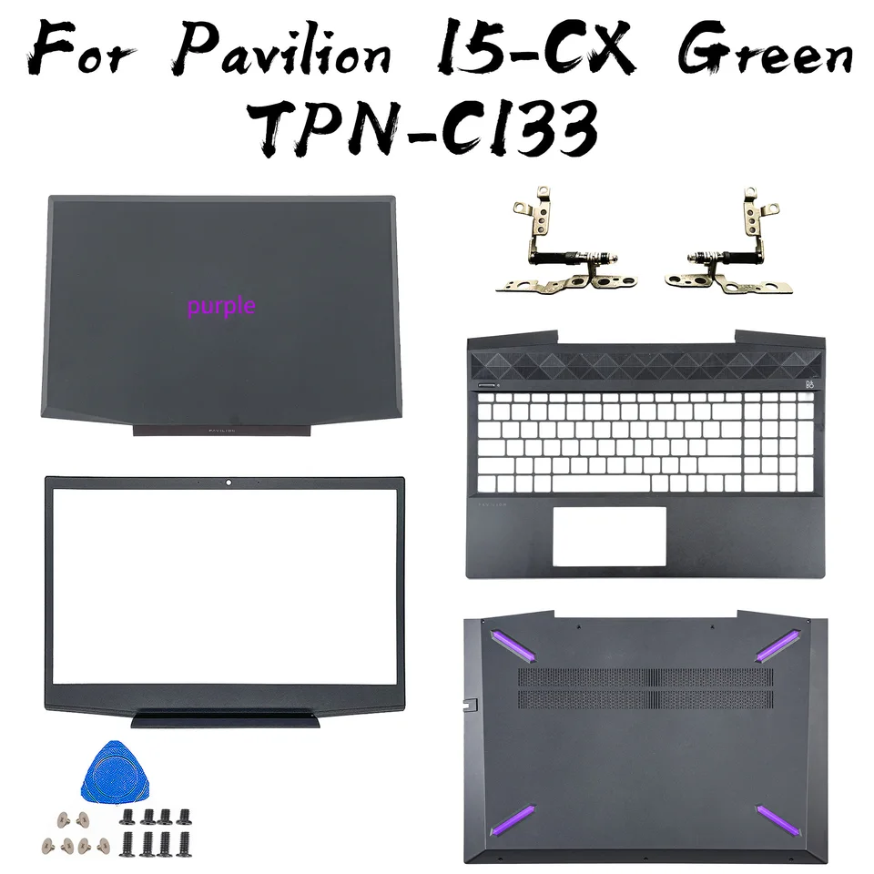 Časti pre pavilón HP 15-CX TPN-C133 Palmrest Hinges LCD zadný kryt predného predného rámu Oprava spodného puzdra Vymeňte fialovú farbu