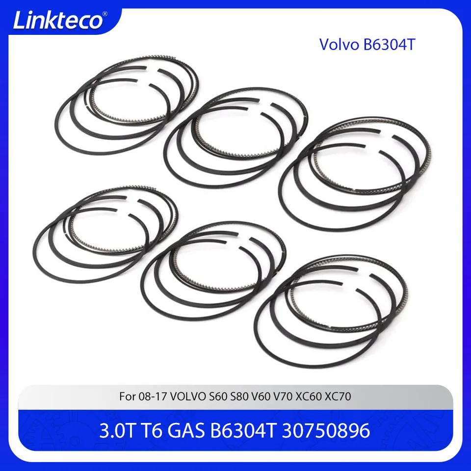 Časť motora STD piestový prsteň Set Fit 3.0 T6 B6304T2 B6304T4 pre 08-17 3,0T Volvo S60 S80 V60 V70 XC60 XC70 30750896 30750892
