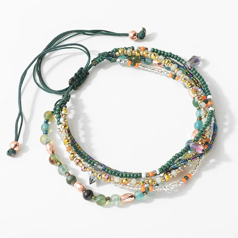 Čechský štýl Mini korálky náramok s viacvrstvovými farbami Priateľstvo Boho Bangles Charm Pár plážové šperky ručne tkané