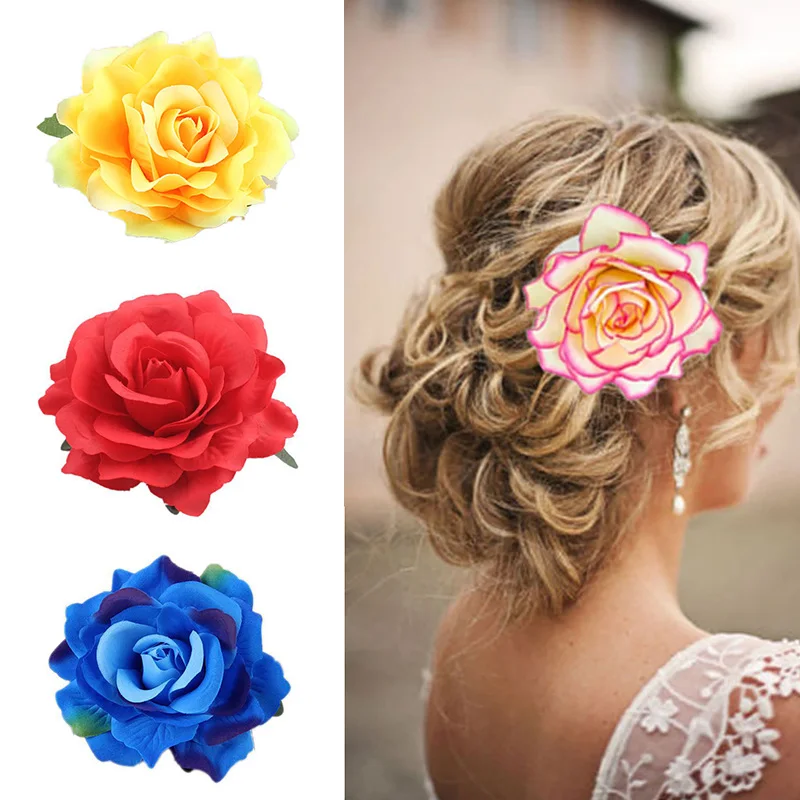 Čechá ruža umelá kvetina vlásenka Barrette Headress pre svadobnú večierok brošň