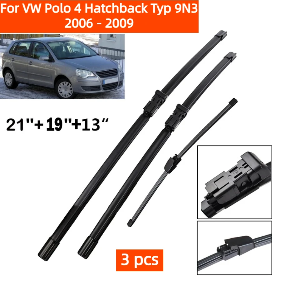 Čepele predného a zadného stierača nastavené pre VW Polo 4 Hatchback Typ 9N3 2006 - 2009 ODMENové sklo čelného skla 21 