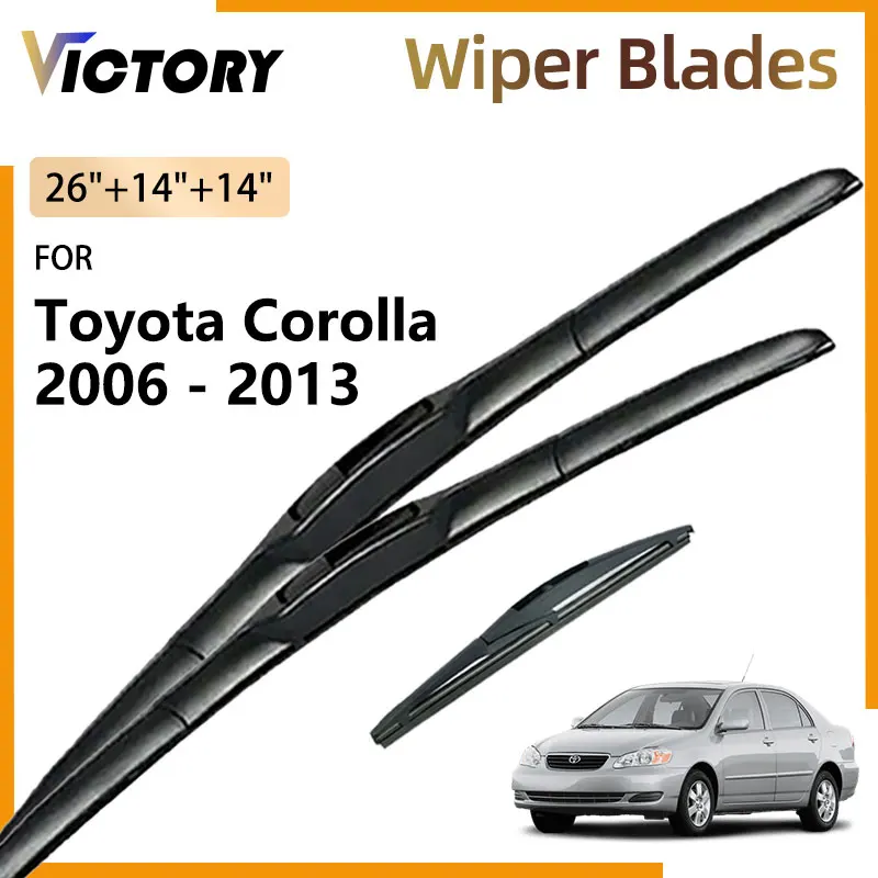 Čepele predného zadného stierača pre Toyota Corolla 2006 - 2013 2010 2009 2009 2007 AXIO E140 E150 Černé sklo čelného skla kefy na čelné sklo