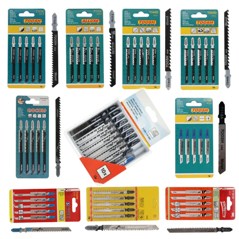 Čepele s jigsawom 5pcs Wood Cutter píla T111c T111D T144D T244D T344D T118A T127D T101B pre Bosch Dewalt Hitachi Makita Festool