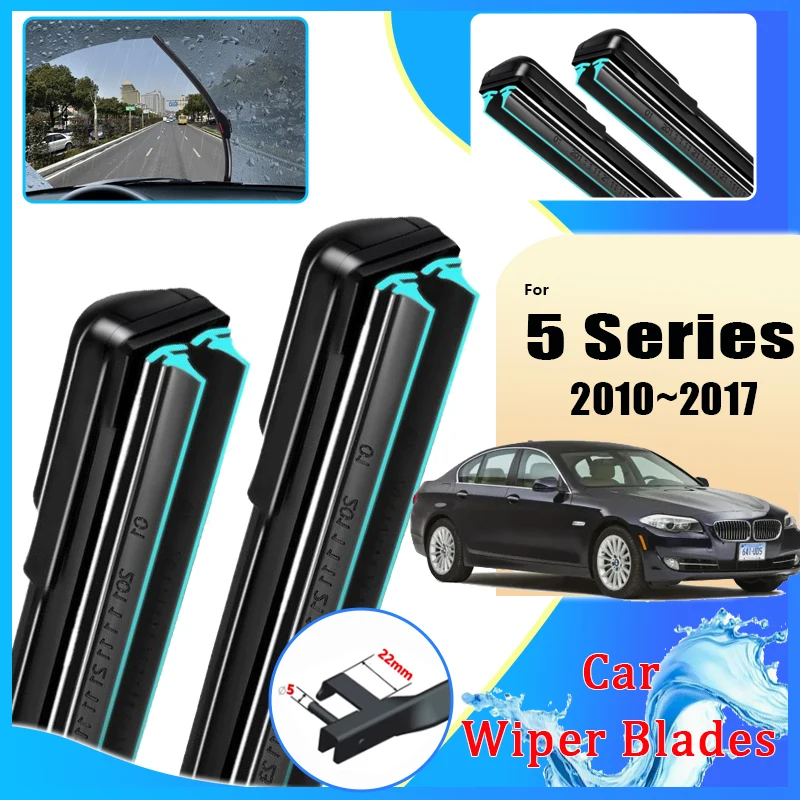 Čepele stieračov automobilov pre BMW 5 Series 2010 ~ 2017 F10 F11 F07 Dvojitý gumový prúžok Vymazanie čistiaceho prostriedku Chráni príslušenstvo čelného skla
