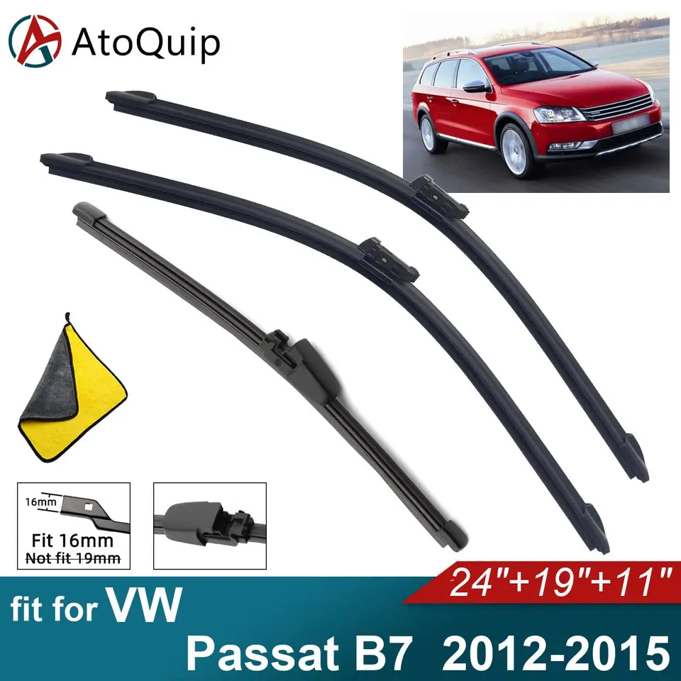 Čepele stieračov čelného skla pre VW Passat B7 Zadné stierače Čepele Soft Gum Gume Auto Front Screen 2012 2013 2014 2014