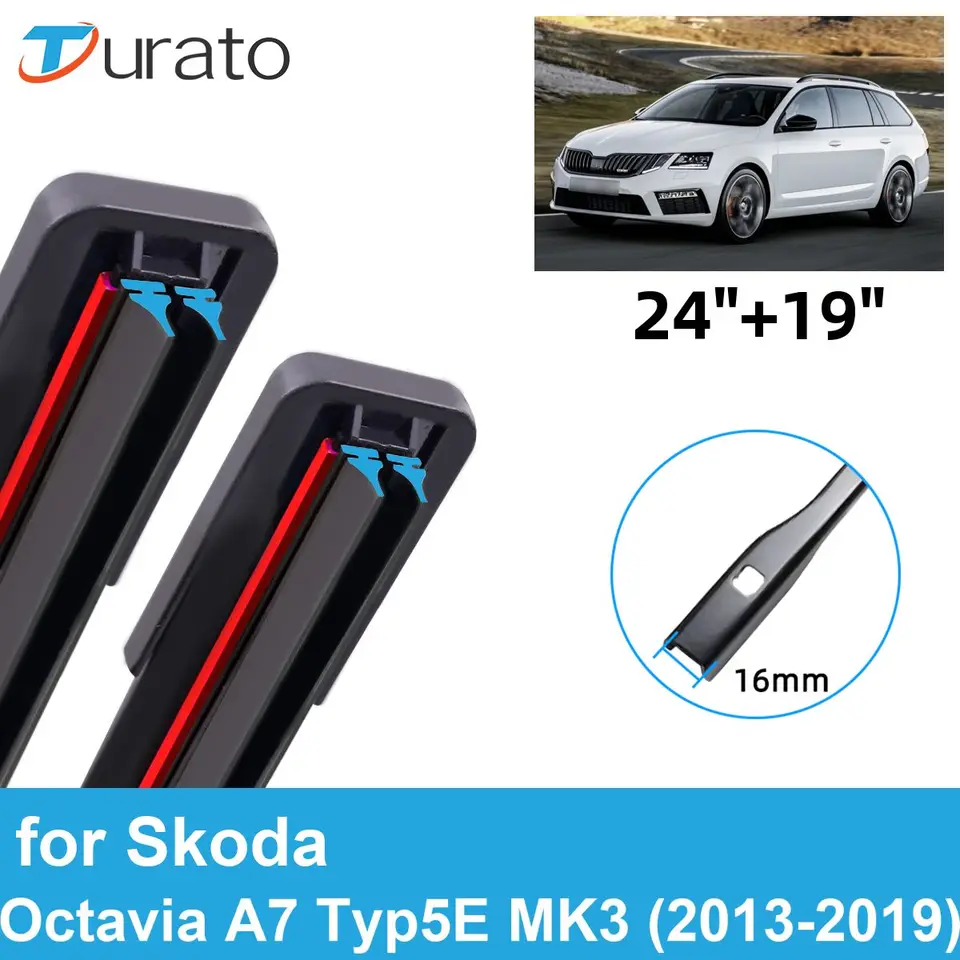 Čepele Wiper s 2pcs pre 2013-2019 Škoda Octavia A7 Typ5e MK3 Front Double Gumber Carsories 2014 2015 2016 2017 2017 2018 2019 2019
