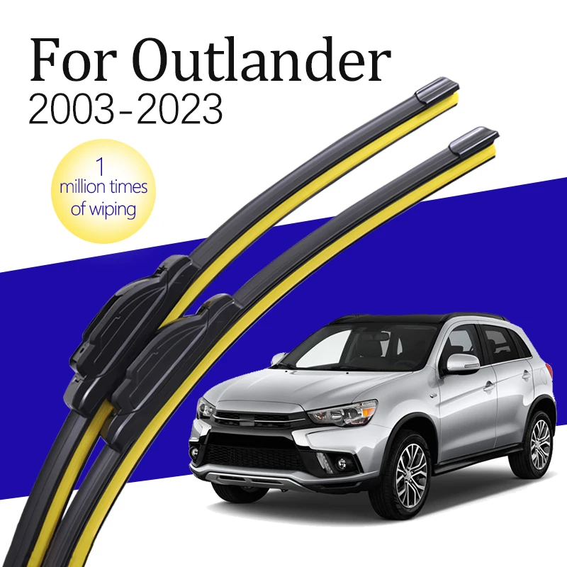 Čepeľ stierač J/U Hook Nová prírodná guma Čierny HD tiché auto predné čepeľ na čelo čela pre Mitsubishi Outlander 2003-2023