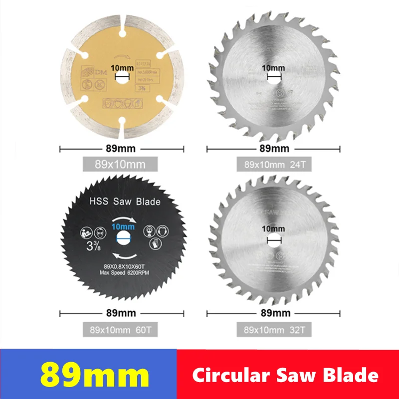 Čepeľ TCT píla 89x10 mm rezanie dreva Disk Tvrdá zliatina naklonená kruhová píla, ktorá sa používa na plastové plastické rezanie dreva
