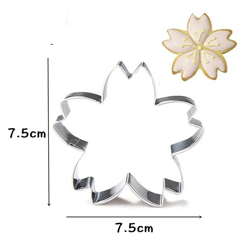 Čerešňové kvety z nehrdzavejúcej ocele Cookie Cutter Biscuit Fold Reposteria Fondant Cake Deskotiace náradie Cupcake Topper