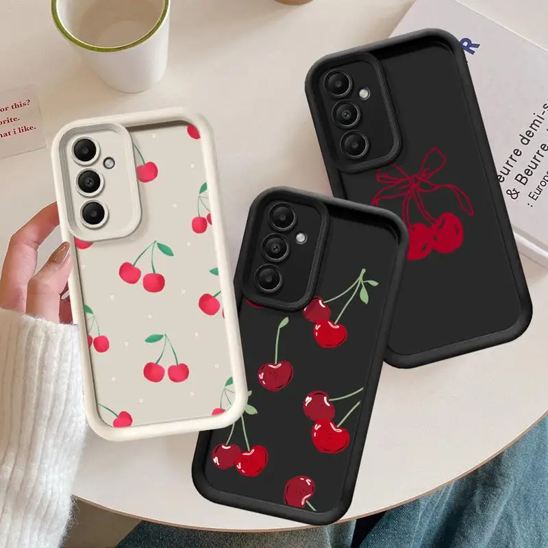 Čerešňový telefón pre Samsung Galaxy A15 A25 A35 A55 A51 A71 A72 A73 A52 A52S A53 A54 Soft Covple 4G 5G SOCKOPPORPPORT