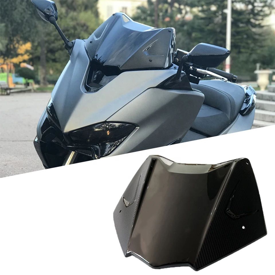 Černé sklo skla čelného skla s uhlíkovými vláknami pre motocykle pre Yamaha TMAX530 2017-2019 TMAX560 2020-2022