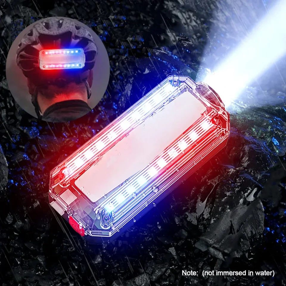 Červená a modrá LED LED Výstražné svetlo LIGHT Police Police Raka Slip Slievky vonkajšie bežecké svetlo USB Nabíjateľná bezpečnostná prilba Pracovná lampa