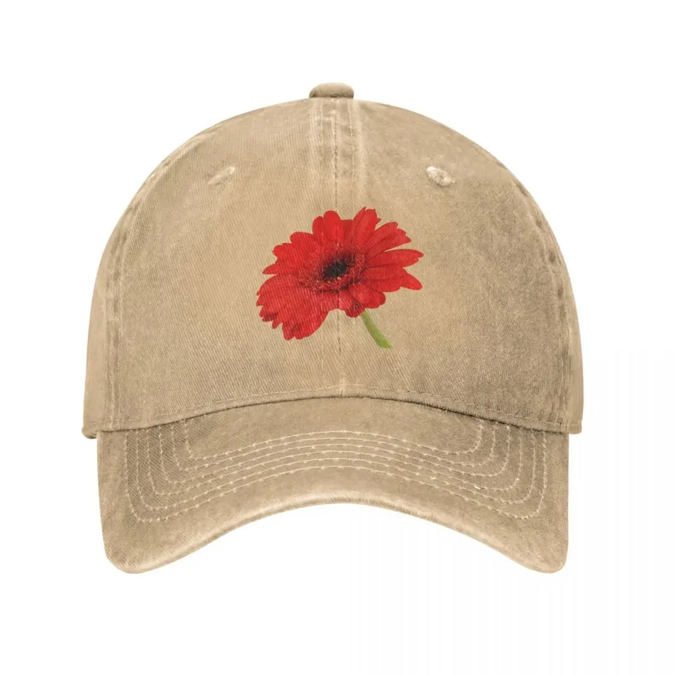Červená Gerbera Daisy Cowboy Hat Beach Bag Turis Hat Hat Nastaviteľné luxusné čiapky Vonkajšie sezóny Cestujte streetwear pre mužov Ženy