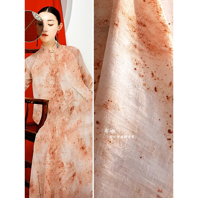 Červená kravata zafarbená rastlina tmavá kvetina Tkanina Mäkká ľahká hanfu cheongsam dress dizajnér dizajnér kutilového šijacieho materiálu Veľkoobchod