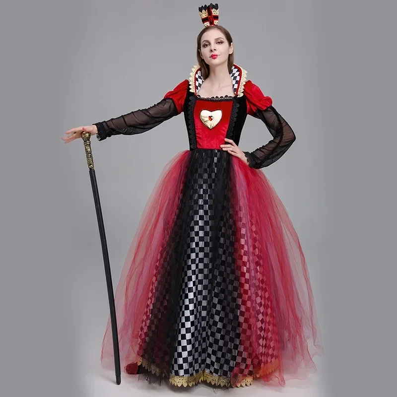 Červená kráľovná sŕdc Princezná šaty Alice v ríši divov Cosplay Fancy Delux Party Girls Halloween Carnaval kostým M70