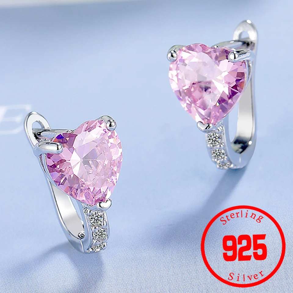 Červená originálna prírodná granát 925 Sterling Silver Heart Hoop náušnice pre ženy módne vyhlásenie drahokamové šperky