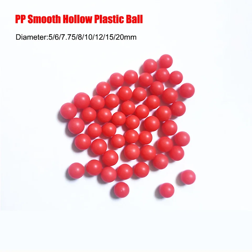 Červená polypropylén PP hladké duté plastové gule Presná guľa Plávajúca guľa 5/6/7,75/8/10/11/15/20 mm