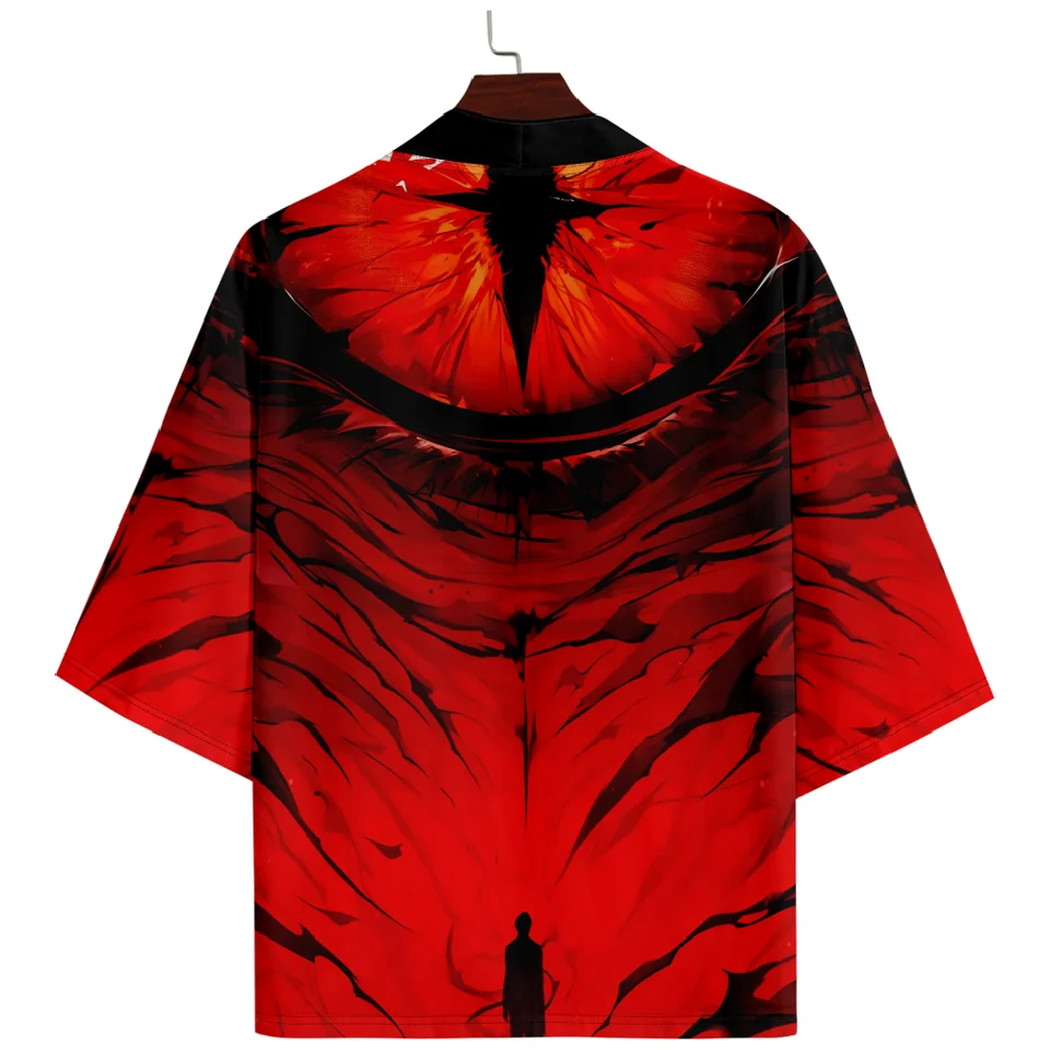 Červená tlač kimono žien Haori Yukata Žena japonský kimono kardigan girl tričko Japan Japan Dámske kimono košeľa 2024