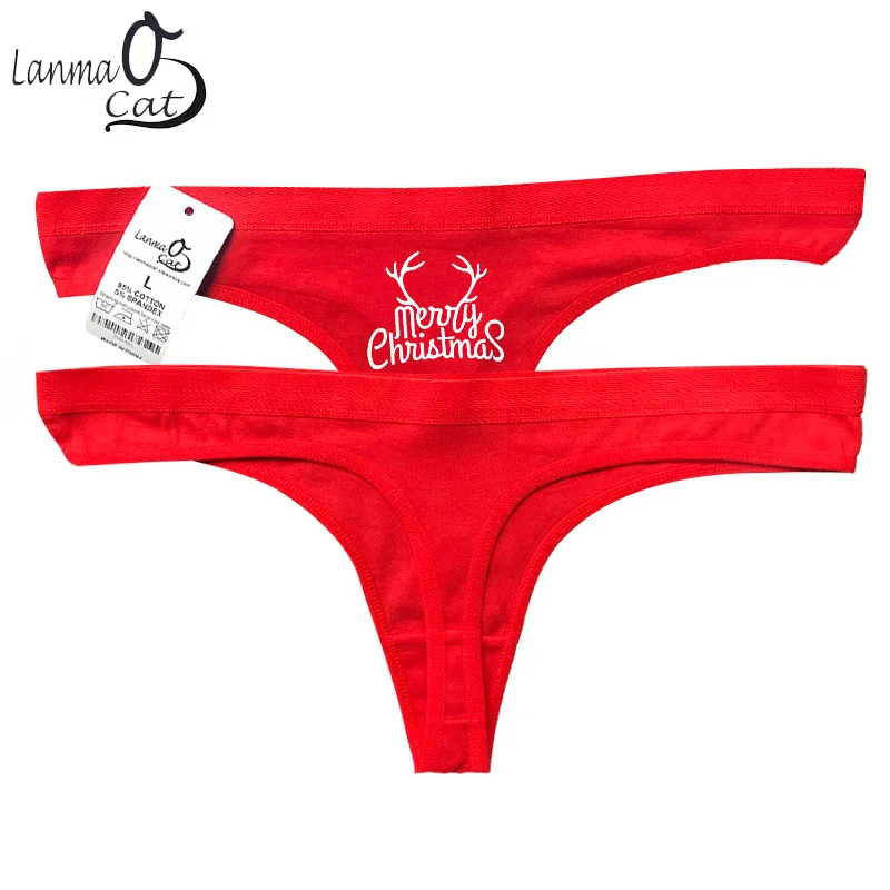Červené bavlnené tangá spodná bielizeň pre ženy vianočné tangá sexy vianočné nohavičky G Sláčikové nohavičky Žena spodná bielizeň G-String Thong