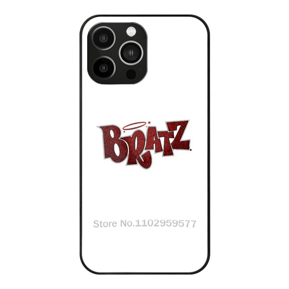 Červené bratzové logo sklenené puzdro pre Apple iPhone 15 14 13 Pro 12 11 7 8 Plus xr x xs max Temperovaný telefónny kryt karikatúry pixelované vinylované vinyl