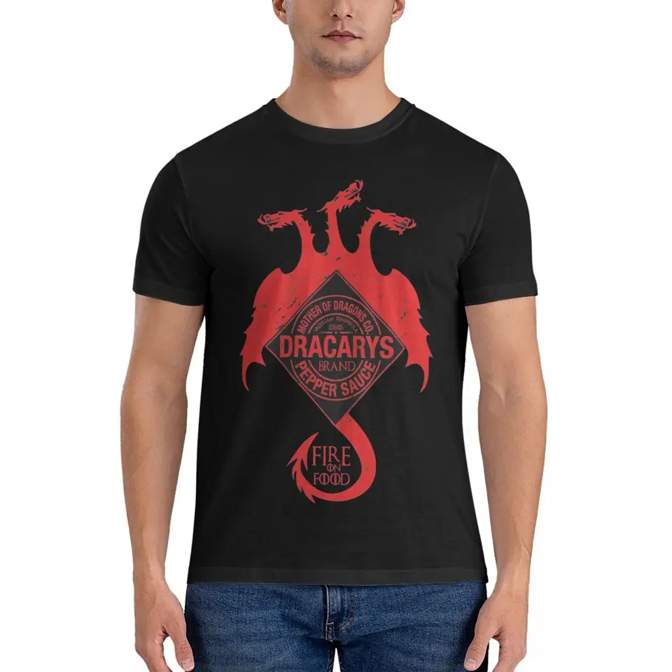 Červené draky Houses t-Targaryény Tričko Tričko Summer Street Style Tirts 100 bavlnených tričiek Harajuku pre mužov Krátke rukávy Topy