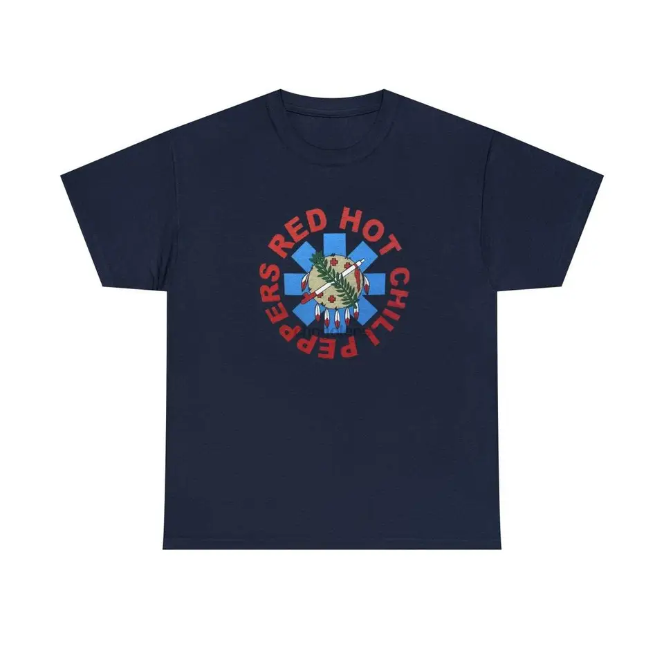 Červené horúce chilli chilli papriky modrý dizajn vlastný fanúšik umenia koncert vintage grafické tričko vzácne Thrift unisex Heavy Cotton Tee