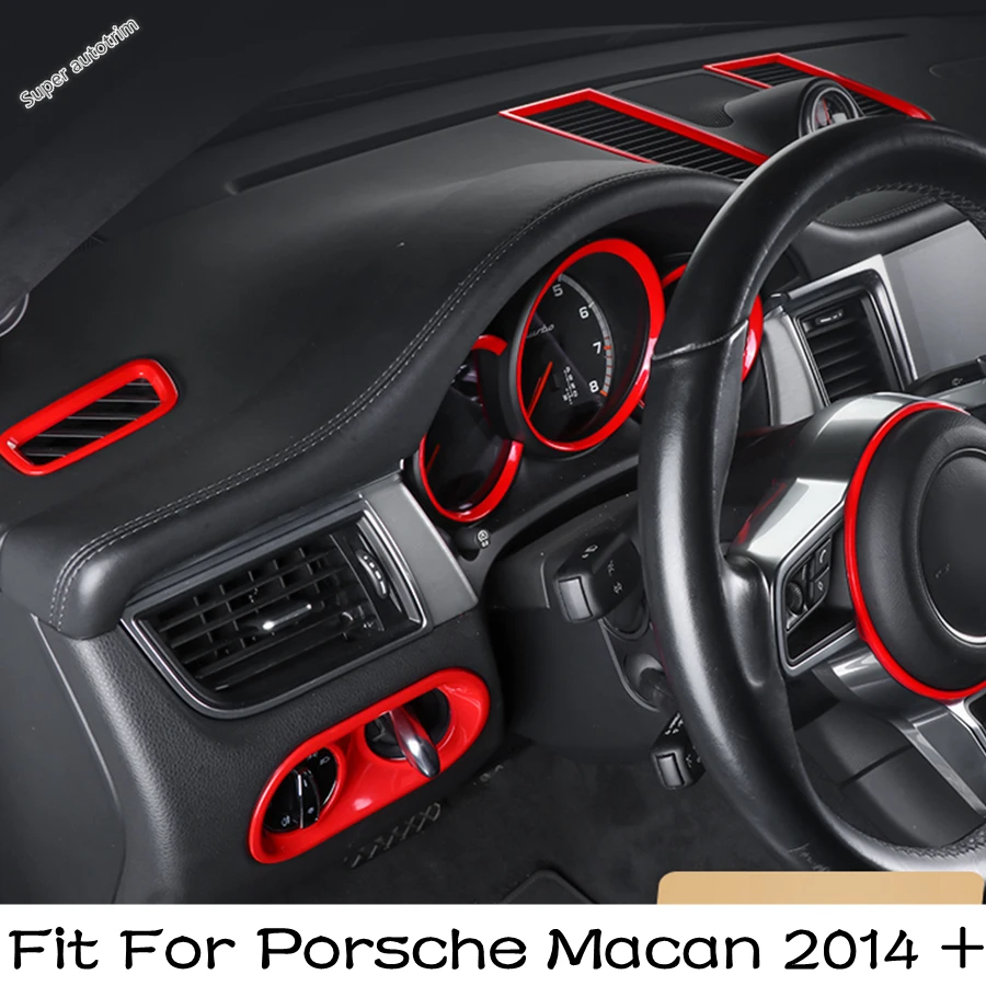 Červené interiérové ​​príslušenstvo pre Porsche Macan 2014 - 2023 Bočné a centrálne klimatizácia Venteince / predné čítanie svetlá kryt