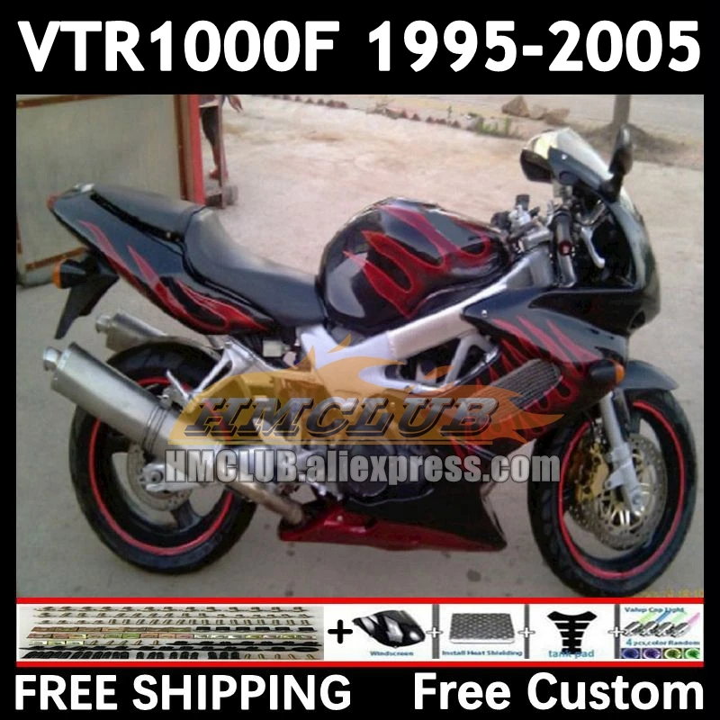 Červené plamene Superhawk pre Honda VTR1000 F VTR 1000 F 1000F 83NO.0 VTR1000F 95 96 97 98 99 00 2001 2002 2003 2004 2005 Fairing
