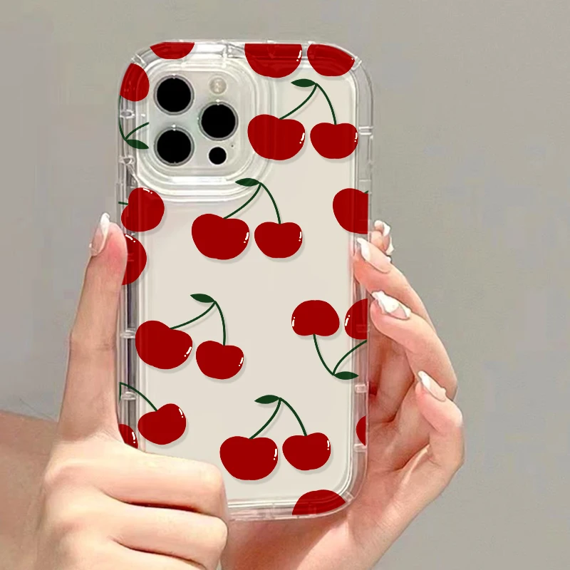 Červené čerešňové telefónne puzdro pre Samsung S24 Ultra Case A54 5G A53 A55 A15 A52 A51 A34 A33 A71 A24 A23 A32 S23 Ultra S22 S21 FE Cover Cover