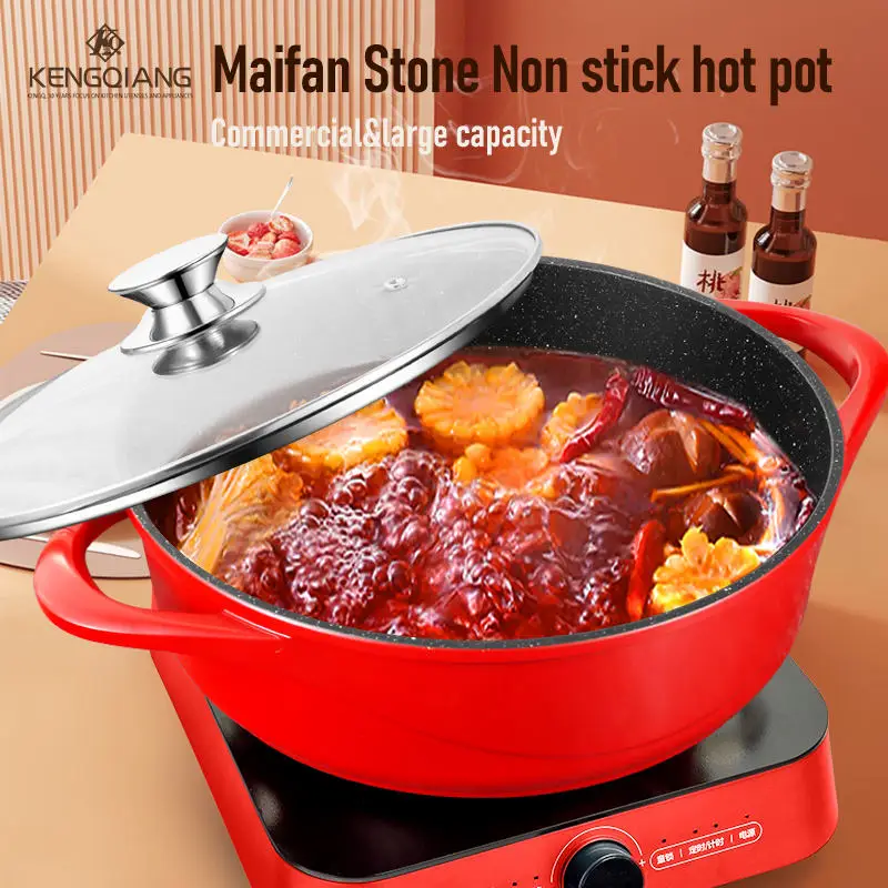 Červený maifan kameň non palica Hot Pot Mandarin Duck Pot Veľká kapacita pre reštauráciu a domov