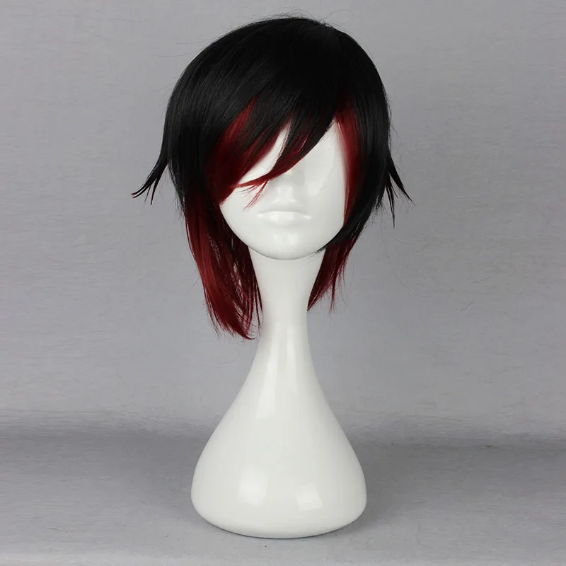 Červený príves Ruby ružová mikina krátka čierna červená červená ombre tepelne odolná voči kostýmu Cosplay parochňa