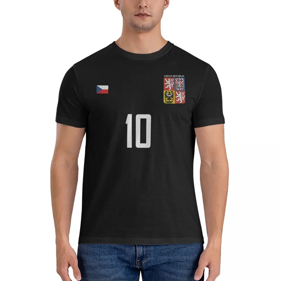Česká republika Národný futbalový tím futbalového tímu číslo 10 Tričká Men Česká republika Futbalový tím Funny Pure Cotton Tee tričko