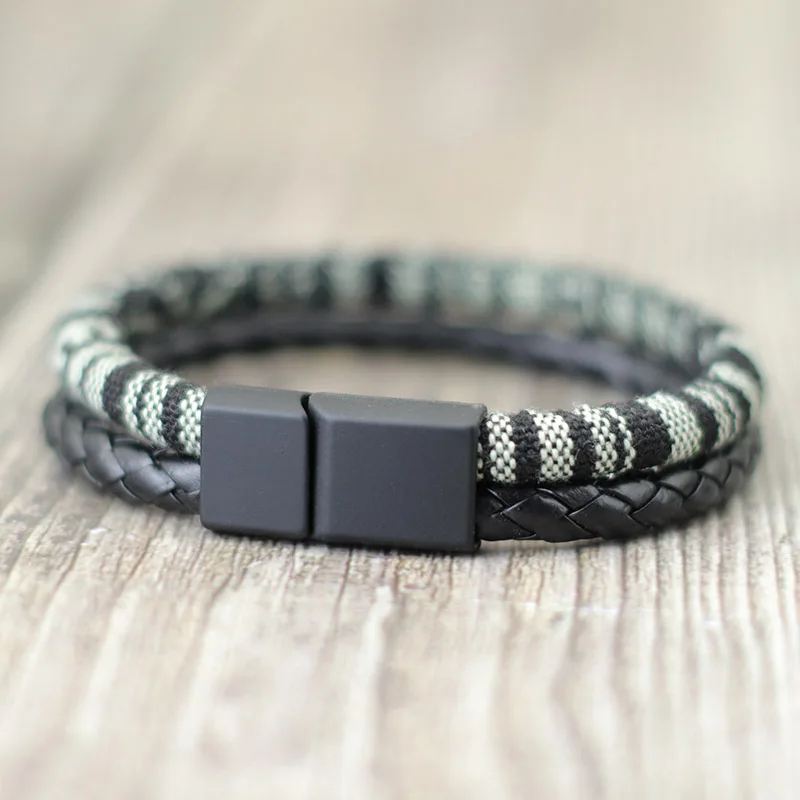 České lano náramok unisex čierne kožené braclet Outdoor Adventure Braslet Valentine Brazalete Darček pre pár Bileklik erkek