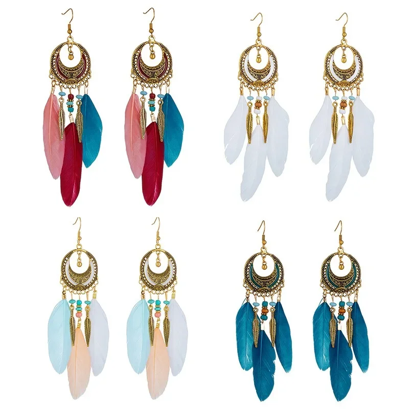 České náušnice z peria pre ženy Kolczyki Indian Jhumka boho dlhé vintage korálky Tassel Tibetské náušnice Thajsko šperky