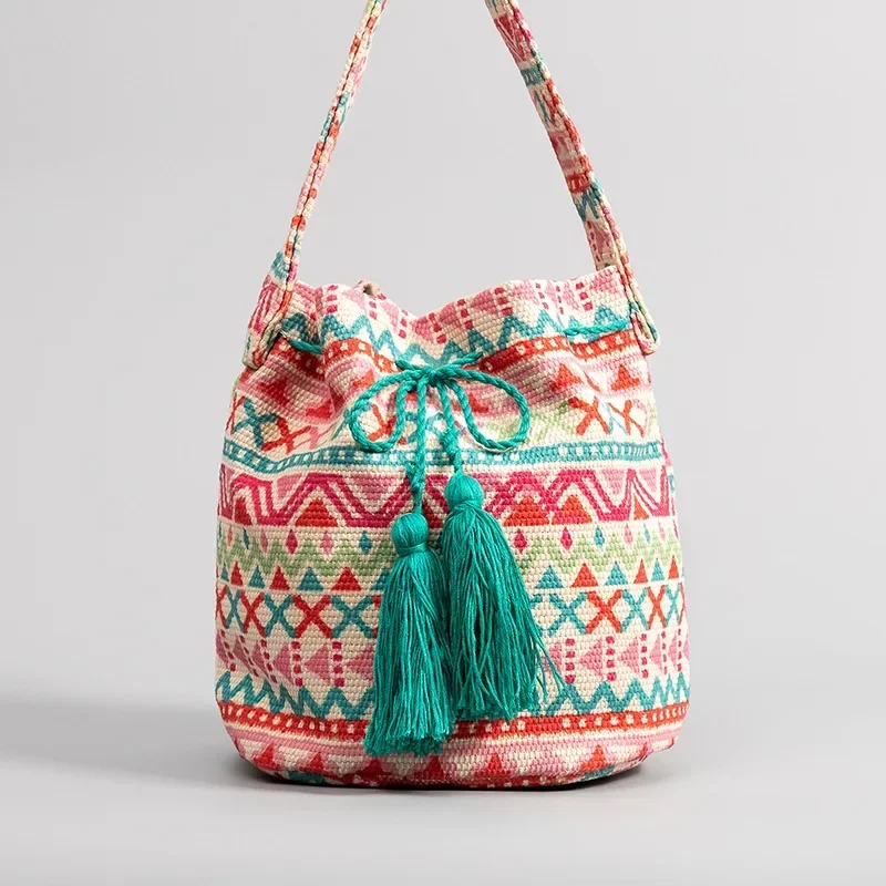 České vrecká Bucket Design pre ženy pre ženy Luxusné šitie farby plátno vrecko na rameno dámske vrecká s krížmi