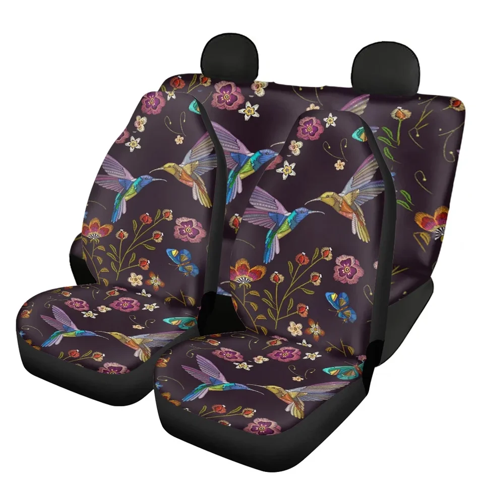 Český dizajn Hummingbird Design sada 4 kryty autosedačiek pre predné a zadné módne doplnky Univerzálne fit