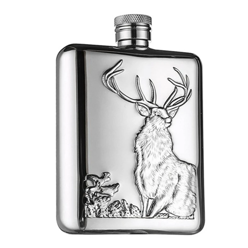 Čestná z nehrdzavejúcej ocele Flask Ban Flask 6 oz Deer Pattern Whisky vrecko na fľašu s alkoholom - los 200-300 ml