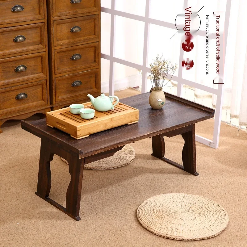 Čestný čínsky nízky čajový stolík malý drevený drevený 80 x 44 cm Obývacia izba Vedľajší stôl pre čaj Káva Antique Gongfu Tea Table