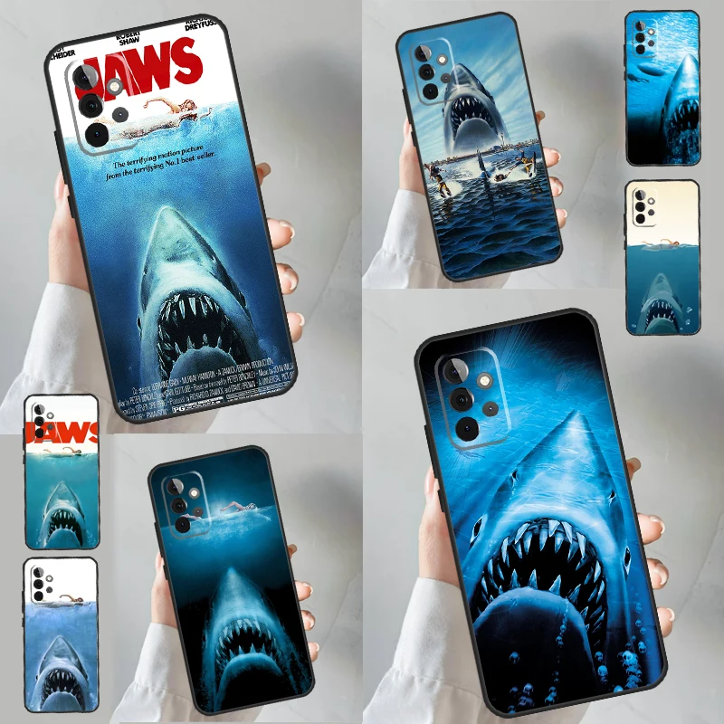 Čeľuste 1975 filmový plagát pre telefónny telefón pre Samsung Galaxy A15 A25 A35 A55 A53 A33 A13 A52 A32 A12 A51 A71 A14 A34 A54