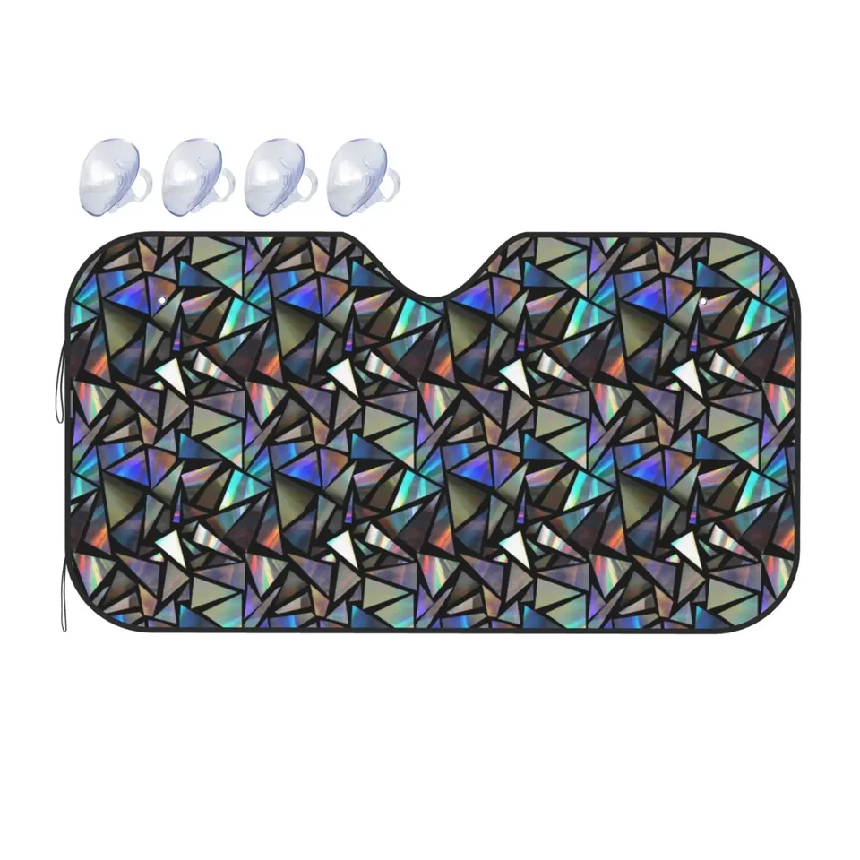 Čiara zelená dúhová holografická trojuholníková auto čelné sklo Sunshade Sunshade Flownable Sunshade UV a tepelne odolné voči slnečnému žiareniu
