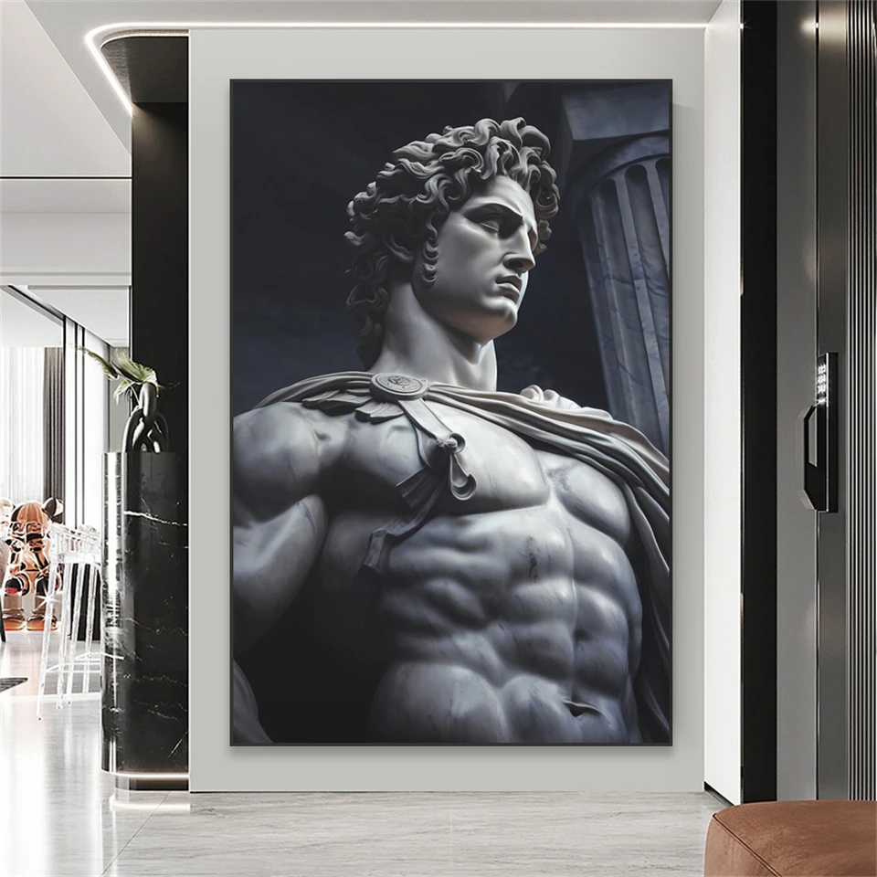 Čierna a biela sochárska umelecká plagát Alexander Veľká mramorová socha výtlačky Vintage portrét Canvas maliar galéria dekor