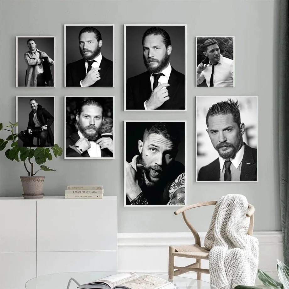 Čierna a biela Tom Hardy Plagát Hot Film Herec Star Plagát výtlačky plátno olejomaľba nástenná umenie Obývacia izba Domáca výzdoba