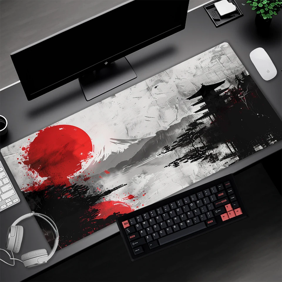 Čierna a biela xxl myšacia podložka Japonské anime doplnky MoisePad Gamer Setup Dekorácie herné stoly Mats Giant MousePad 120 50