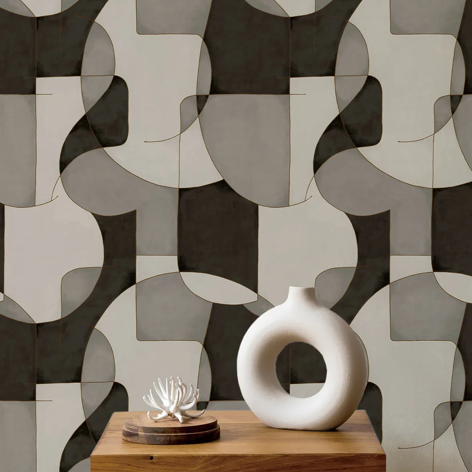 Čierna a šedá geometrická tapety Peel and Stick, samolepiace nástenné papiere, moderný dizajnový papier papier pre nástenné umenie