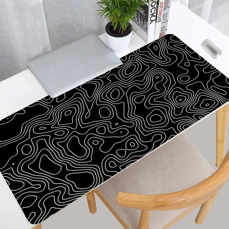 Čierna biela topografická mapa XXL MousePad počítačová klávesnica podložka Myš Mouse Rat Gamer Soft Soft Office Kober koberec stolný podložka Mouse Pad
