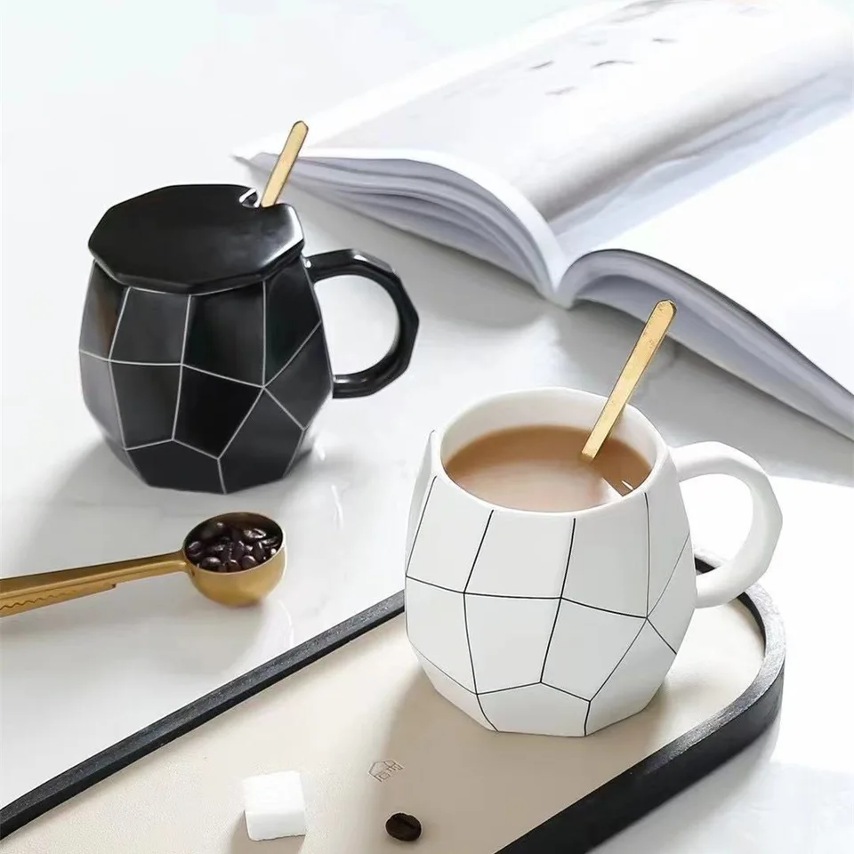 Čierna biela čiara keramika pohár geometria originalita Kancelária Prineste kryt Coffe Patter