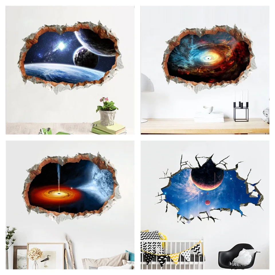 Čierna diera hmlovina planéta STAR WALLICKY PRE OBMEZNA DECORÁCIA VIVID 3D SPACE MAGRAL ART