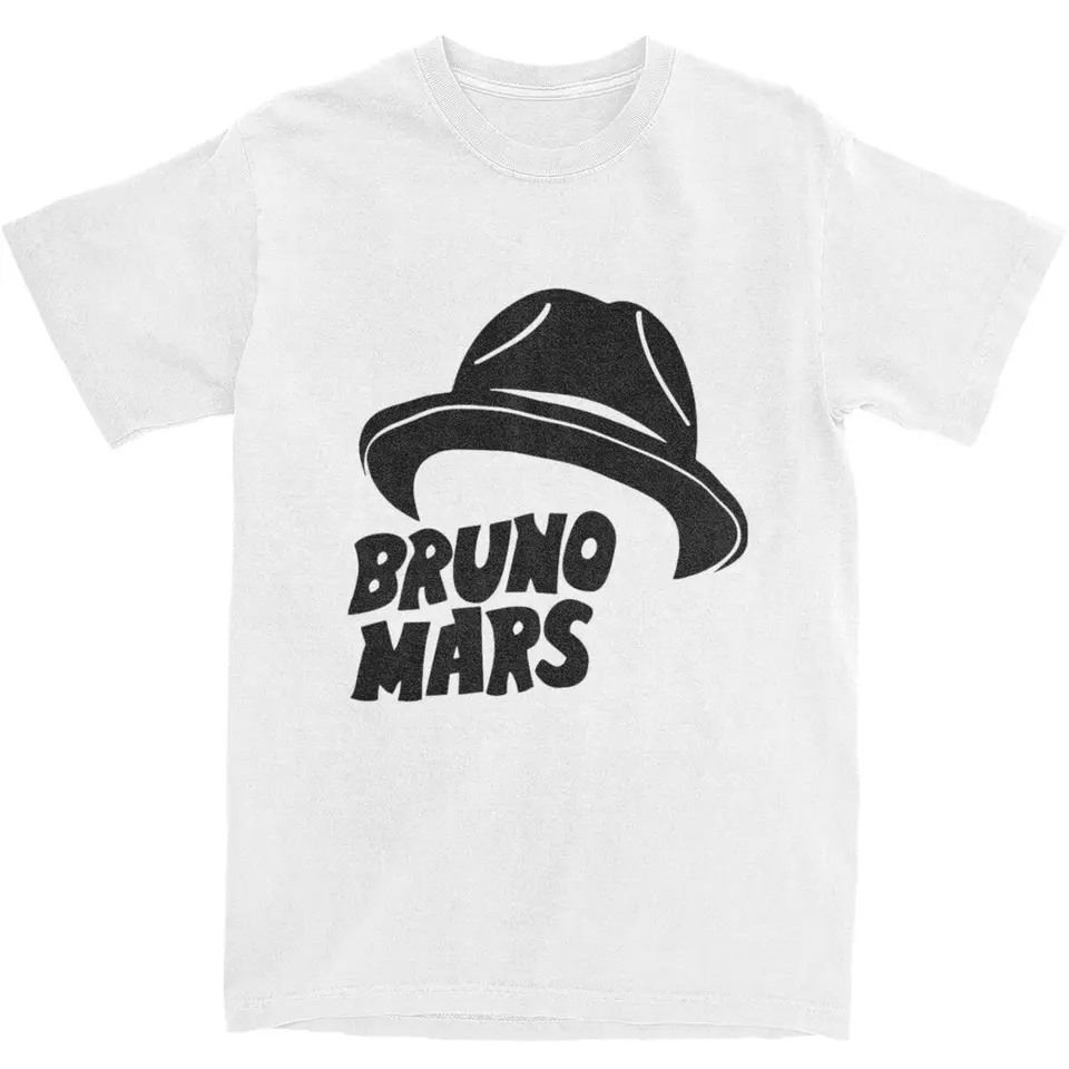 Čierna klobúk slovo tričko Muž Bruno Mars Street Style 100% bavlnené tričká letná posádka krk hip hop tričká dizajn plus veľkosť oblečenia