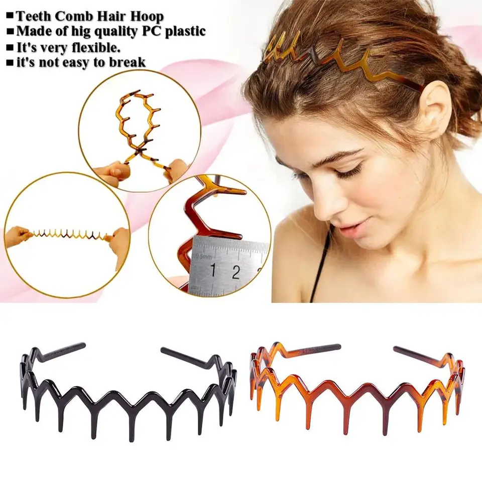 Čierna kovová vlnitá čelenka Men Dámske pásy na vlasy hlavy Hairband Hairband Držitie hlavy pokrývky Bangs Ažády čelenky obruče D1Y3