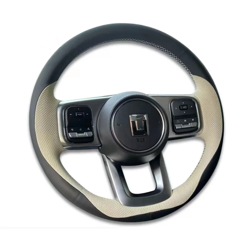 Čierna koža pre skvelú nástennú nádrž 300 Haval Dargo Ručne šijacie auto na volant Cover Interiér Ochrana shell